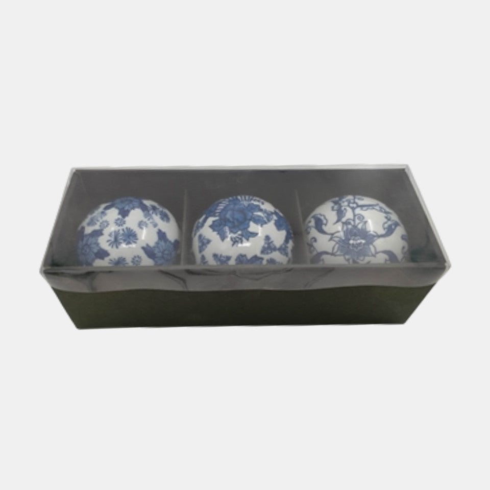 Ceramic Assorted Painted Orbs - Set of 3