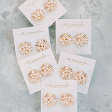 Load image into Gallery viewer, Sunburst Pearl Statement Stud Earrings