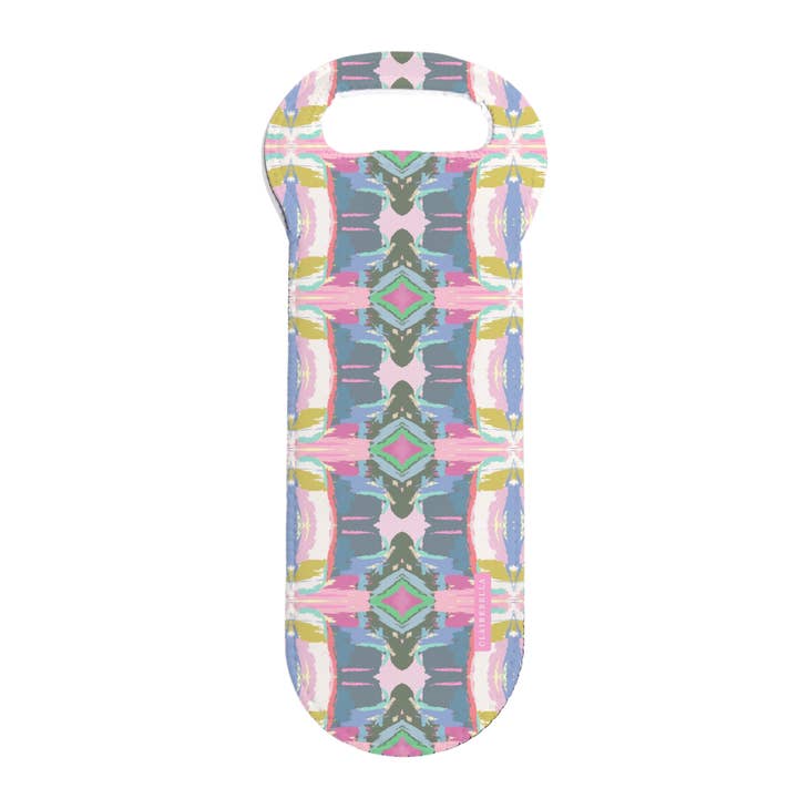Patterned WIne Tote -Windsong Orchid