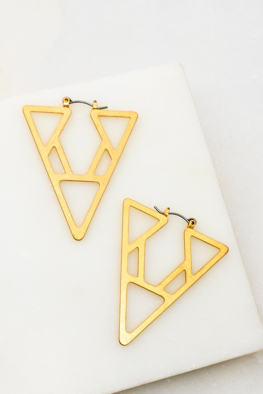 Gold Metal Aztec Triangle Earring