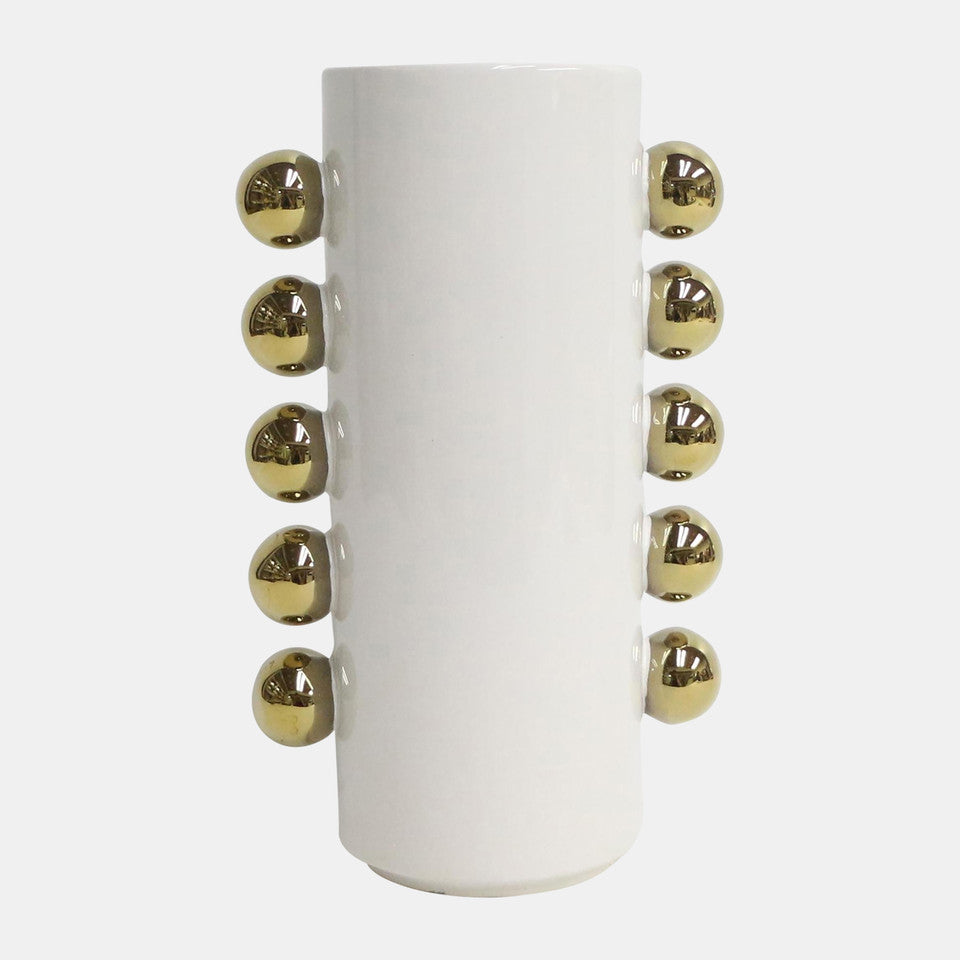 Ceramic Vase - White/Gold - 13