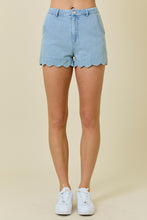 Load image into Gallery viewer, Sunny Side Scalloped Shorts - Light Denim
