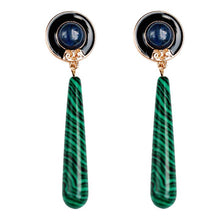 Load image into Gallery viewer, Lapis &amp; Malachite Drop Earrings
