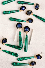 Load image into Gallery viewer, Lapis &amp; Malachite Drop Earrings
