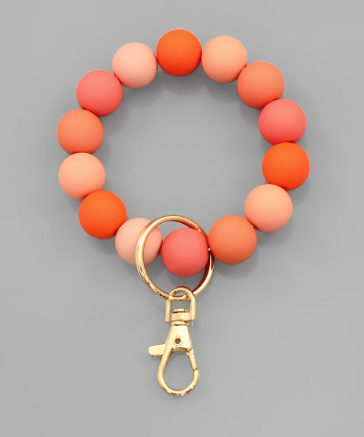 Orange Silicone Ball Bracelet Keychain
