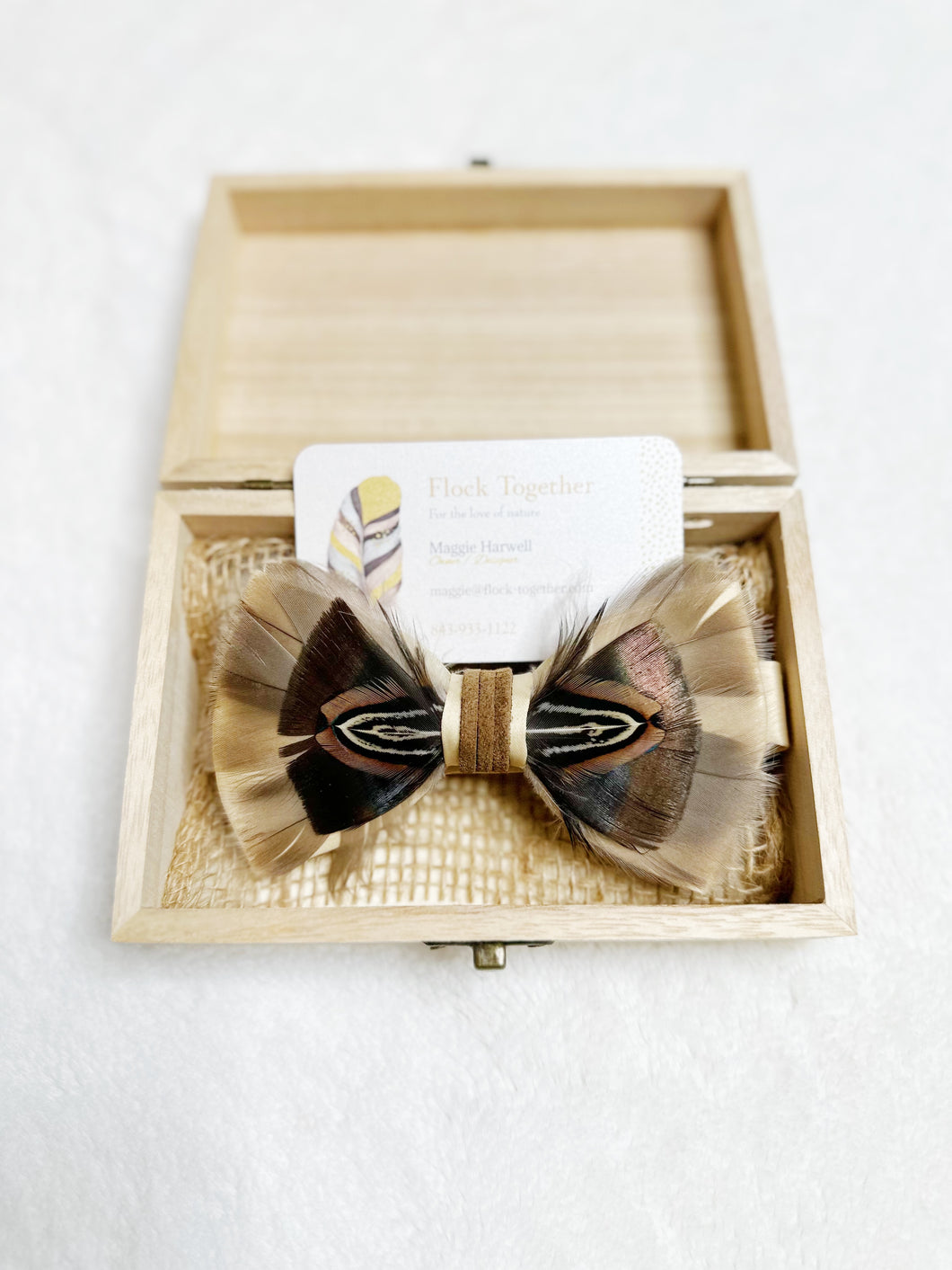 Thomas Feather Bow Tie - Tan