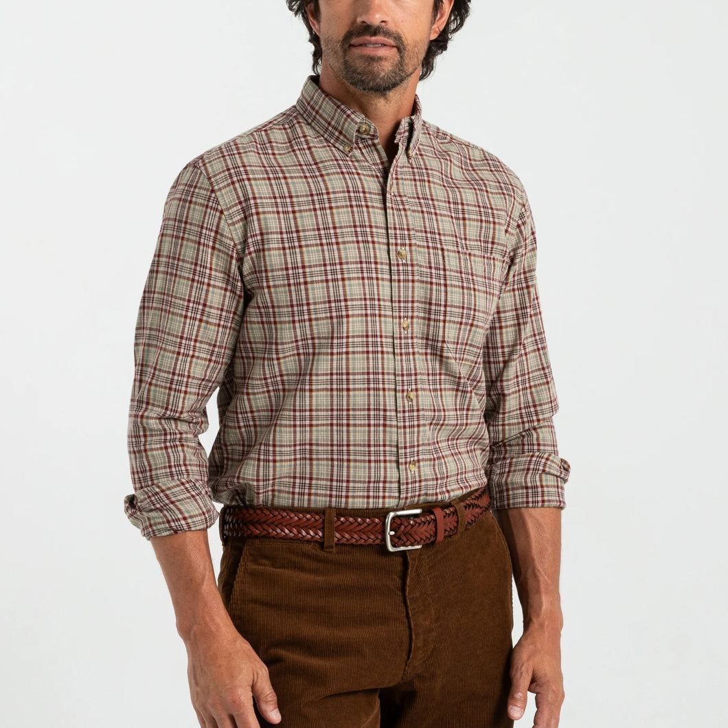 Duck Head Westfall Plaid Cotton/Wool Twill Sport Shirt - Tawny Port