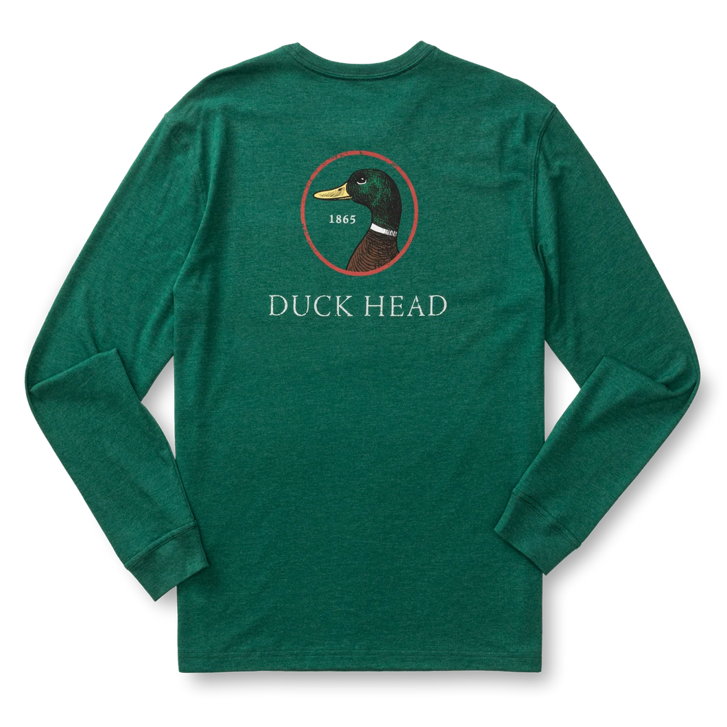 Duck Head Logo LS Tee - Forest Green Heather