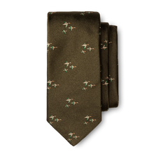 Load image into Gallery viewer, Duck Head Flying Ducks Silk Tie - Capulet Olive
