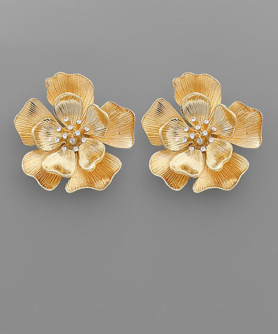 Gold Flower Diamond Stud