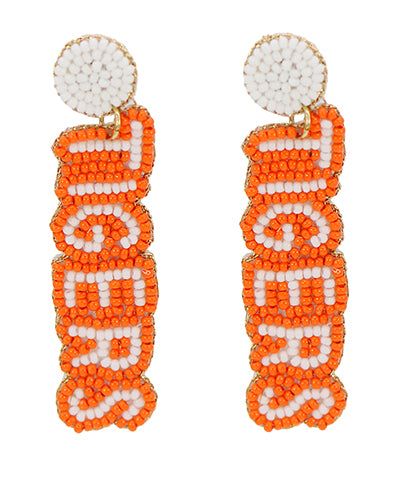 Beaded Tiger Dangles - Orange/White