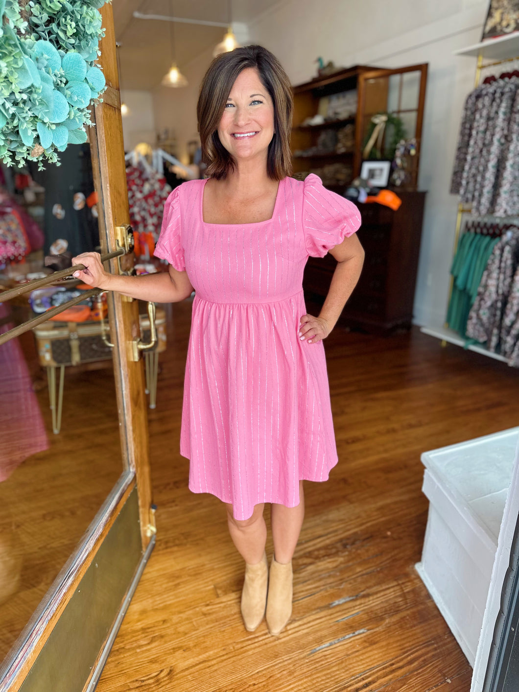 Mila Dress - Pink/Rhinestone