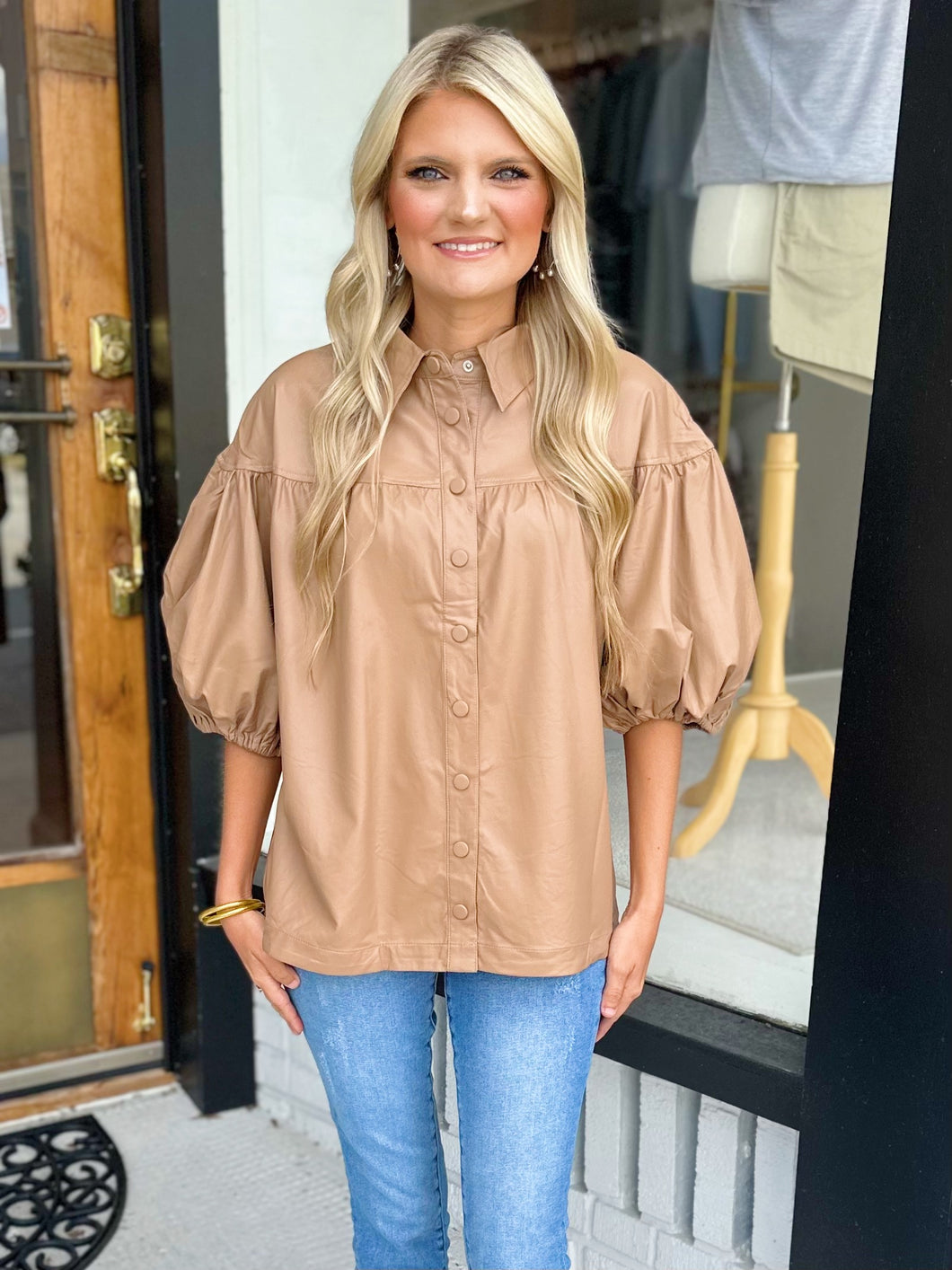 Charlee Leather Top - Camel