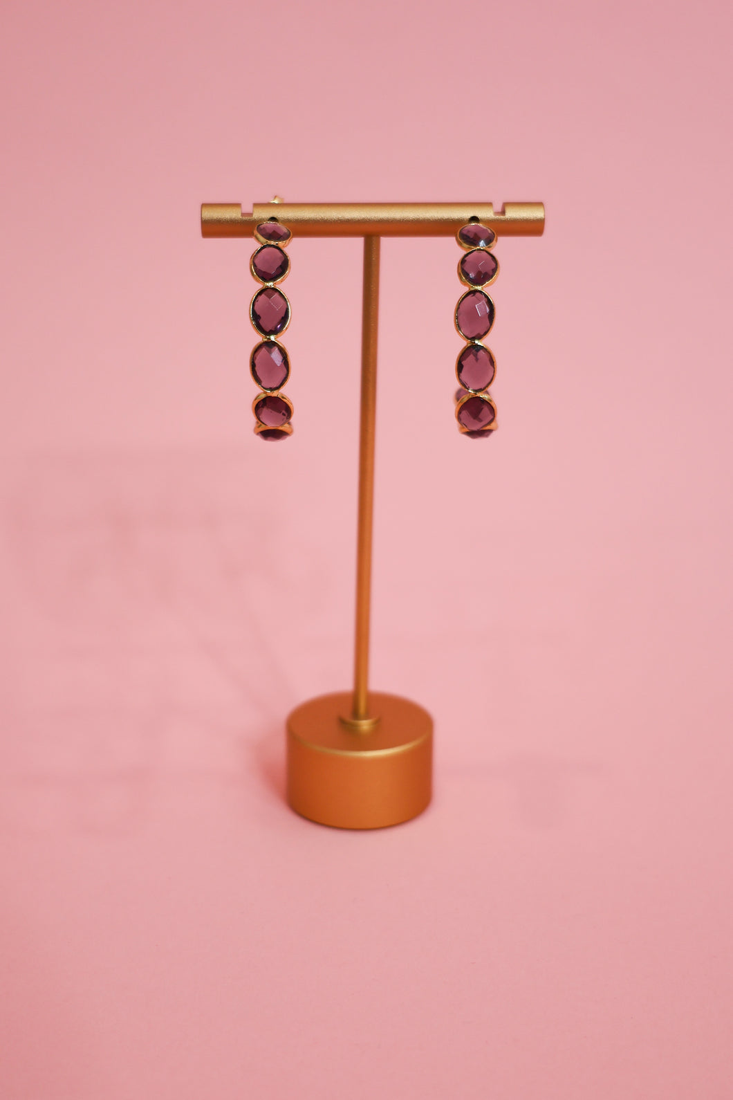Amethyst Quartz Hoop Earring