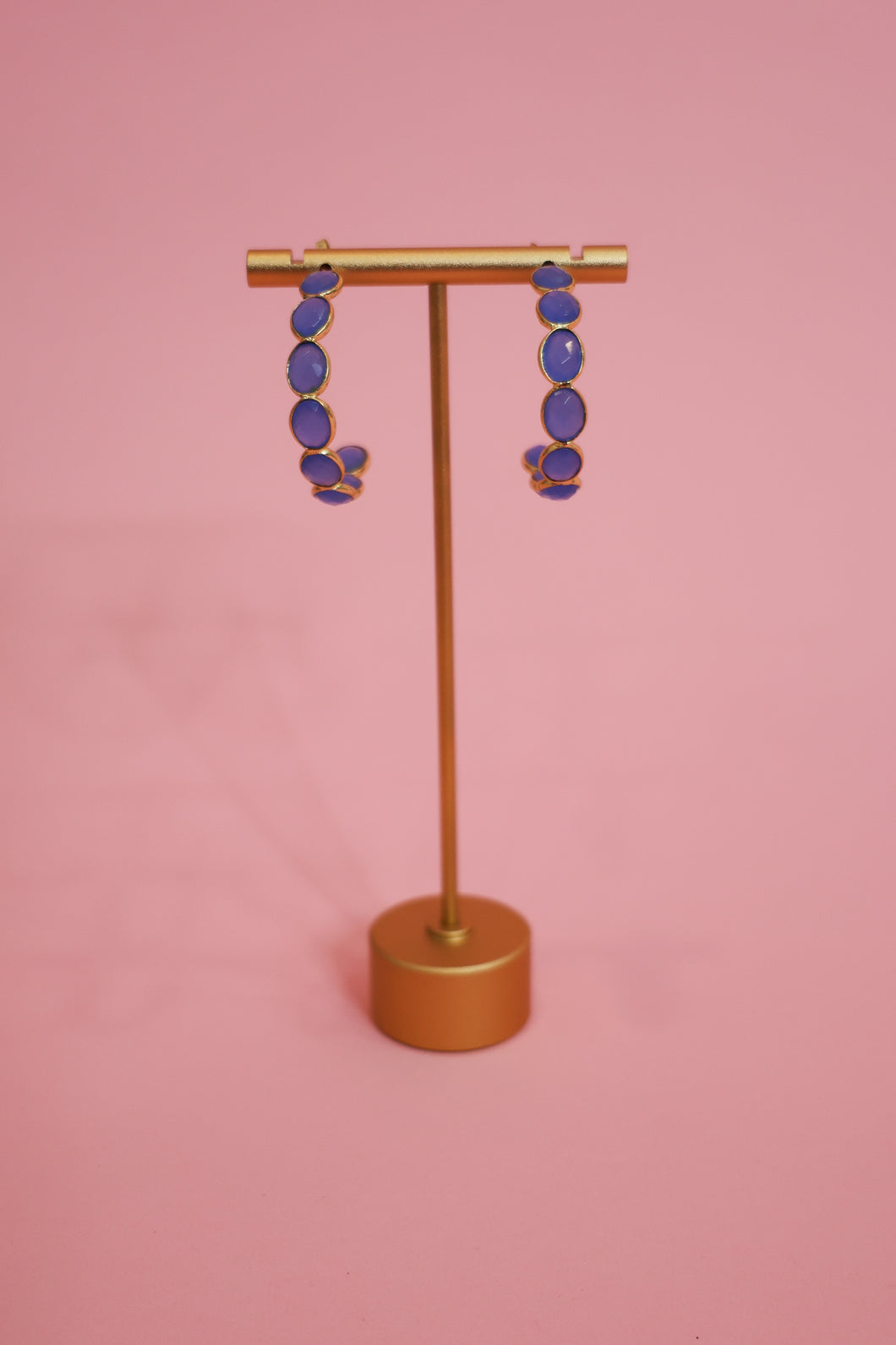 Blue Chalcedony Hoop Earring