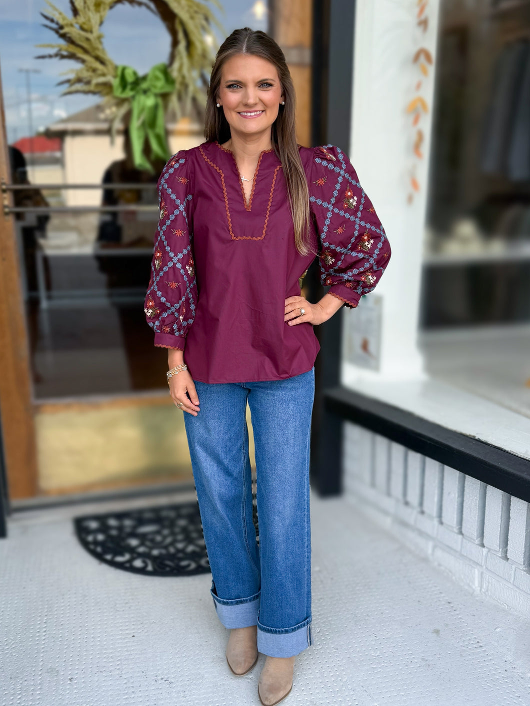 Crimson Bloom Top