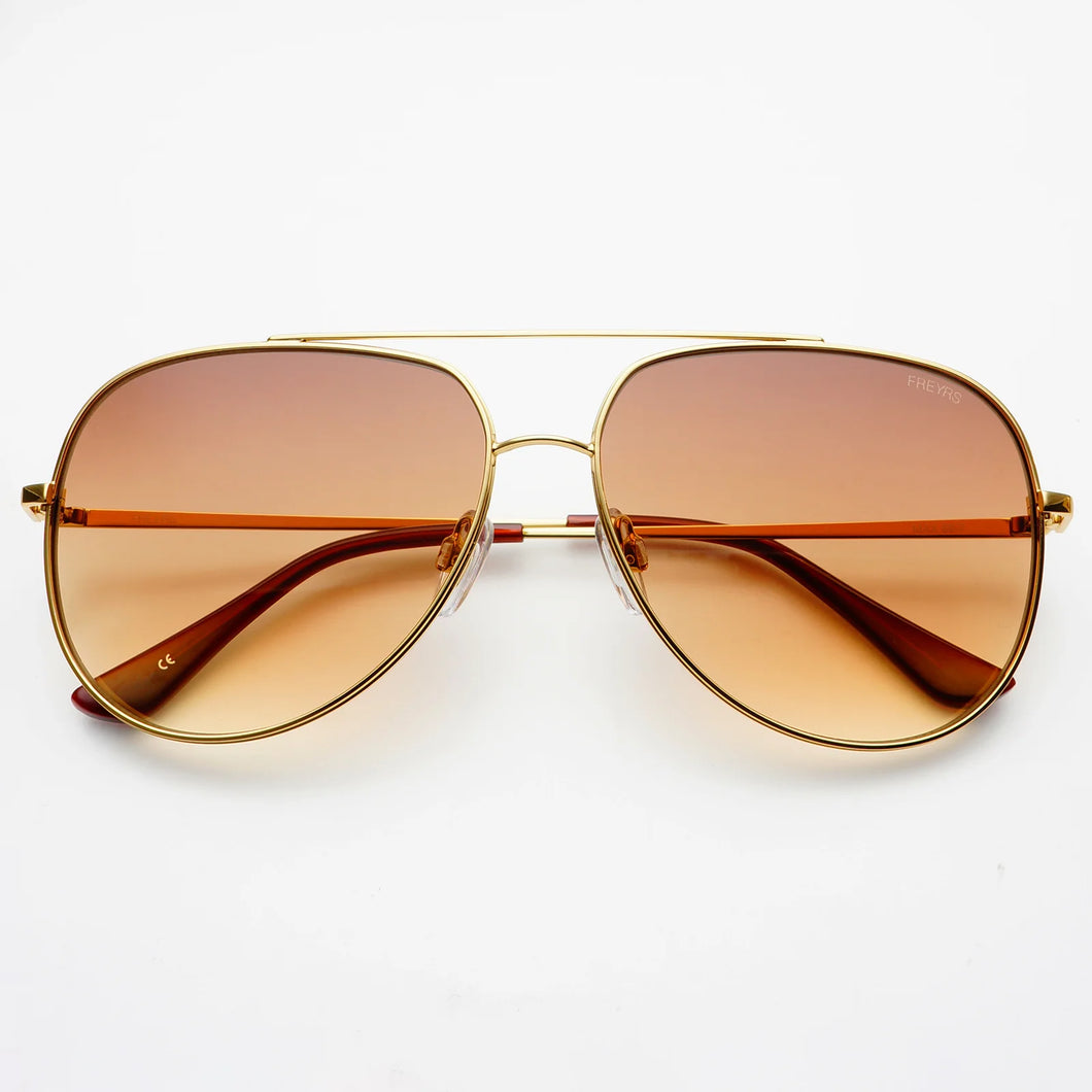 Freyrs Max Aviator Sunglasses - Gold/Brown