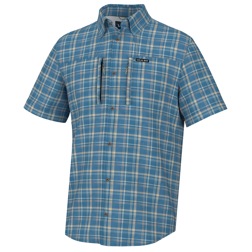 Local Boy Boardwalk Backcountry Fishing Shirt - Blue/Light Green