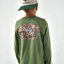 Load image into Gallery viewer, Burlebo Youth LS Tee - Ducks Flying In - Heather Olive
