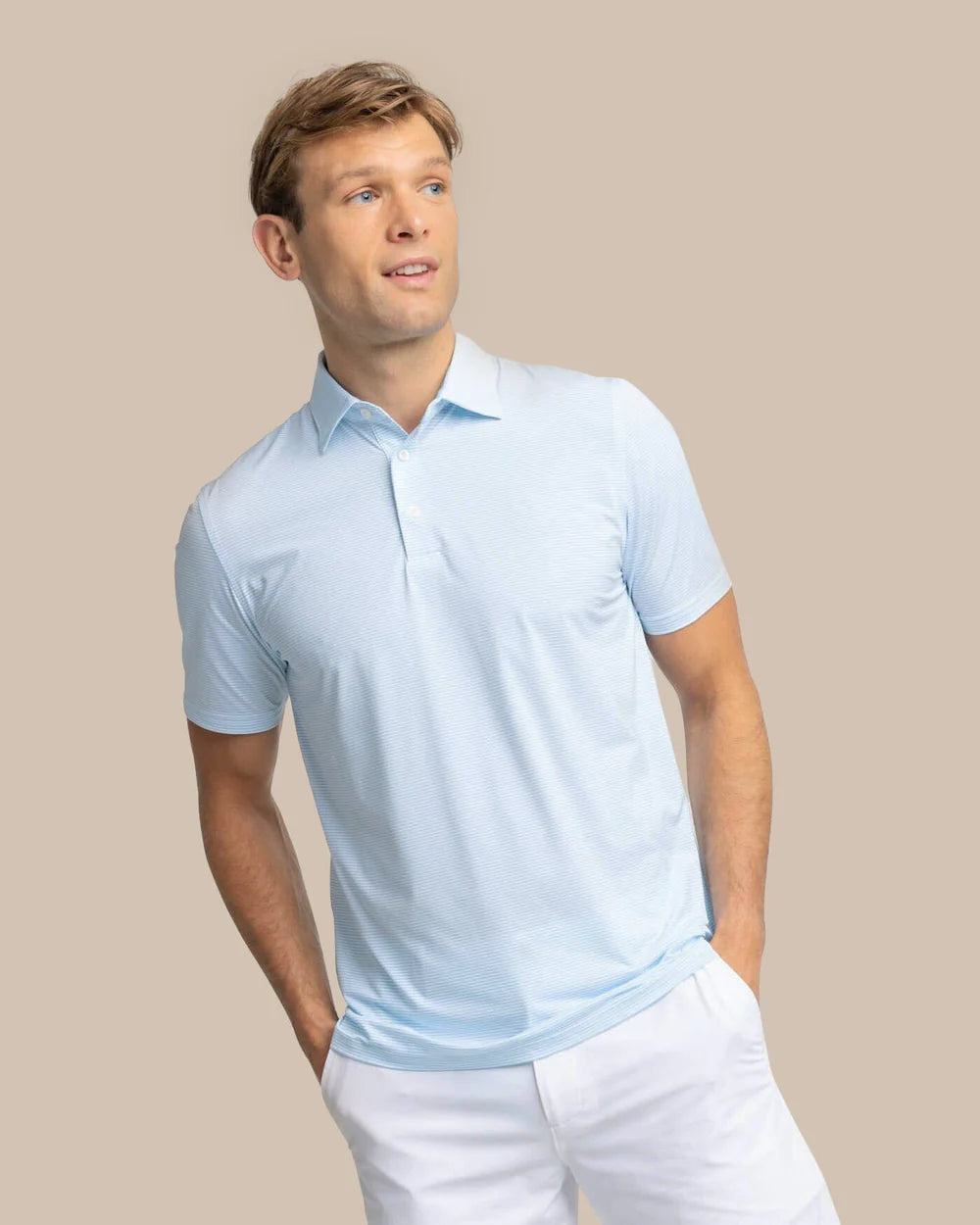 Southern Tide Meadowbrook Stripe Polo - Clearwater Blue