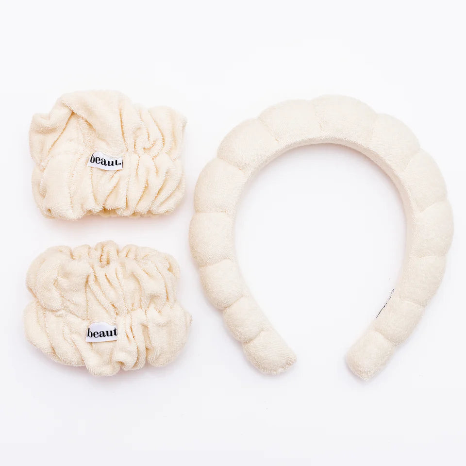 Beaut Bubble Headband + Wristbands Set - Nude