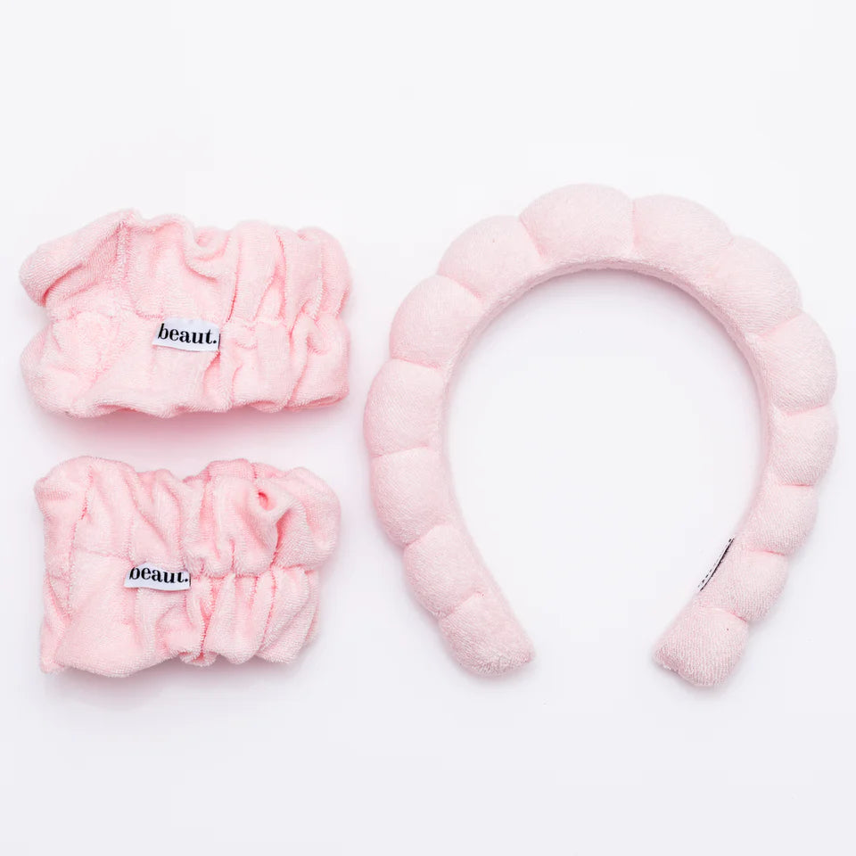 Beaut Bubble Headband + Wristbands Set - Pink