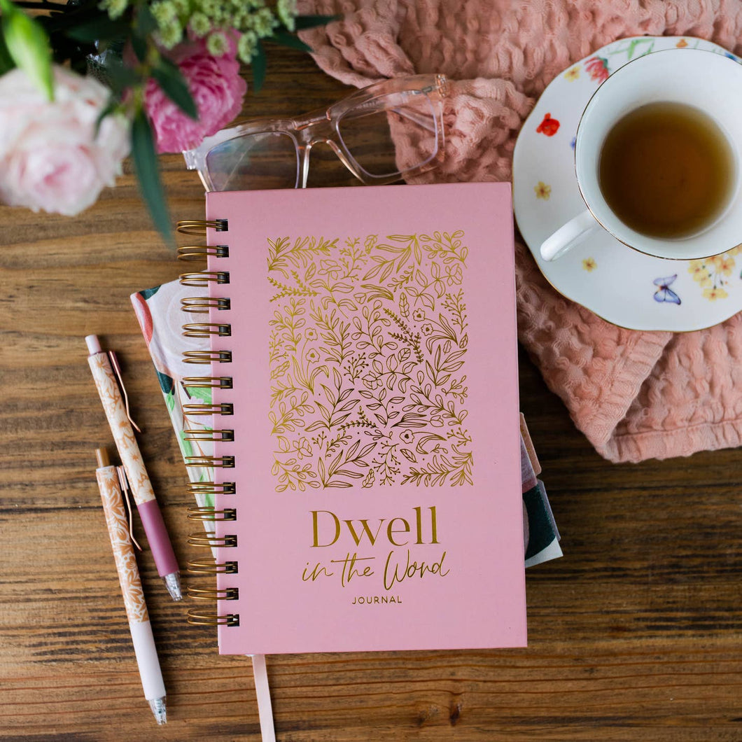 Dwell In The Word Journal - Gold Foil Flower Spiral