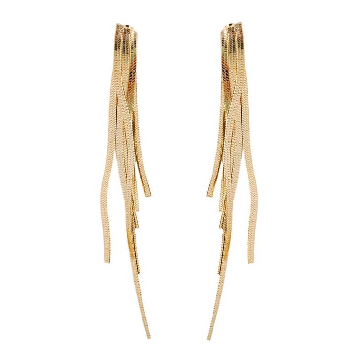 Skinny Gold Cascading Tassel Earring