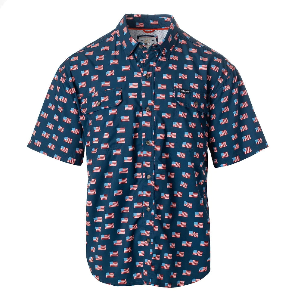 Fieldstone American Flag Button Down - Navy