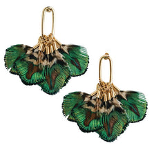 Load image into Gallery viewer, Mallard Feather Statement Earrings

