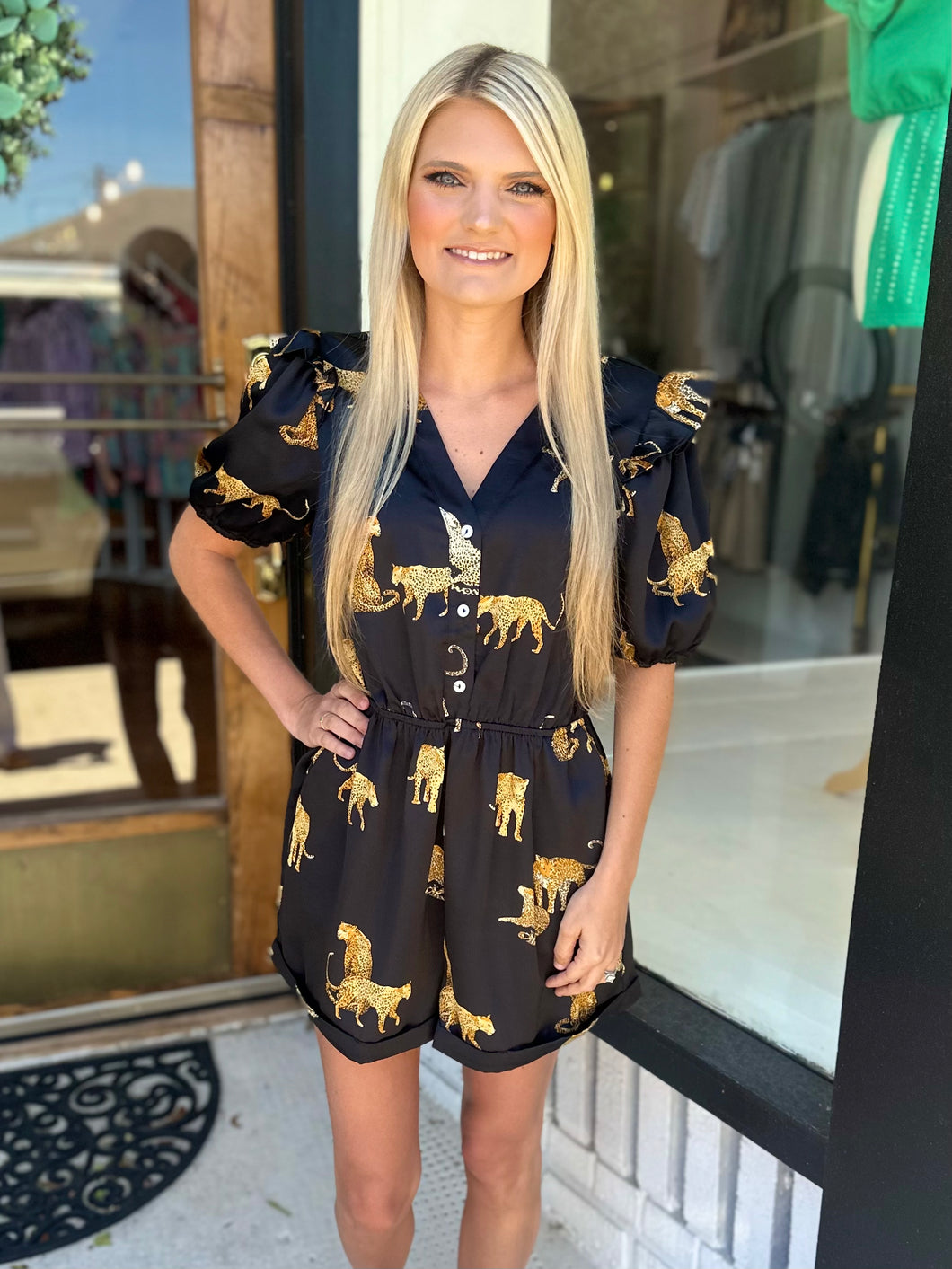 Cheetah Girl Romper - Black