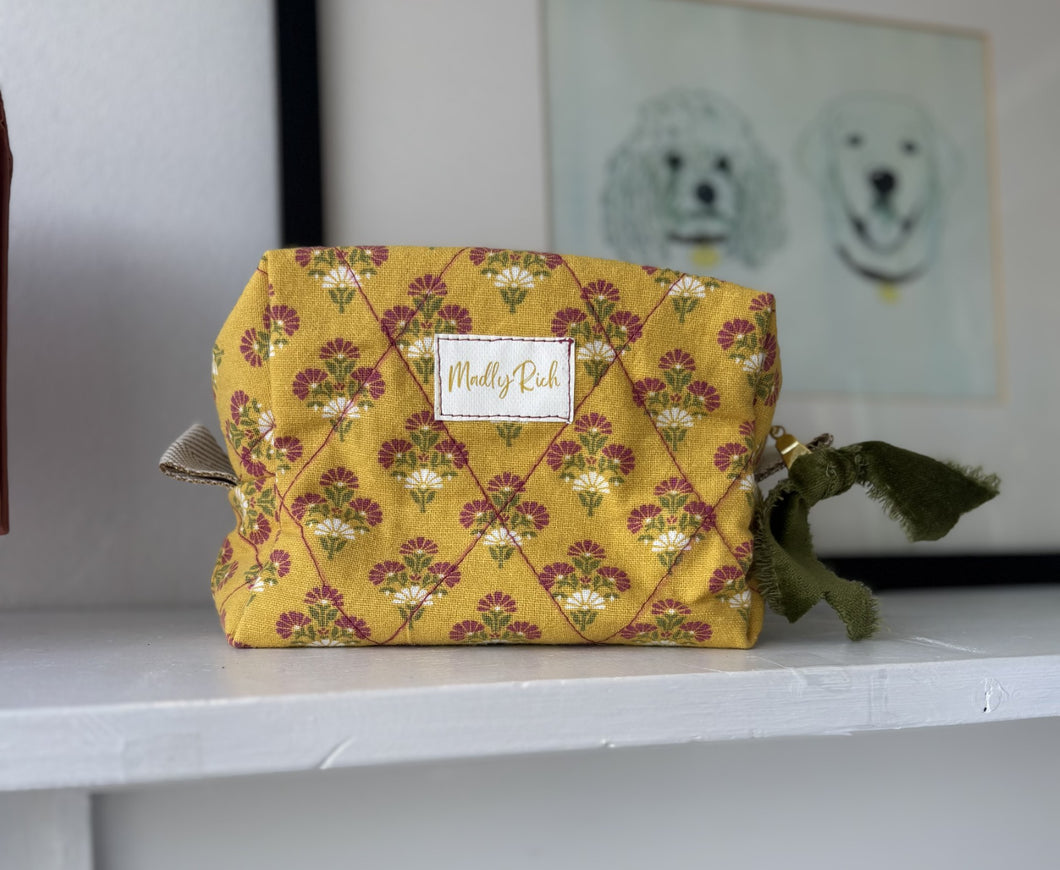 Madly Rich X-Small Cosmetic Case-Yellow Floral