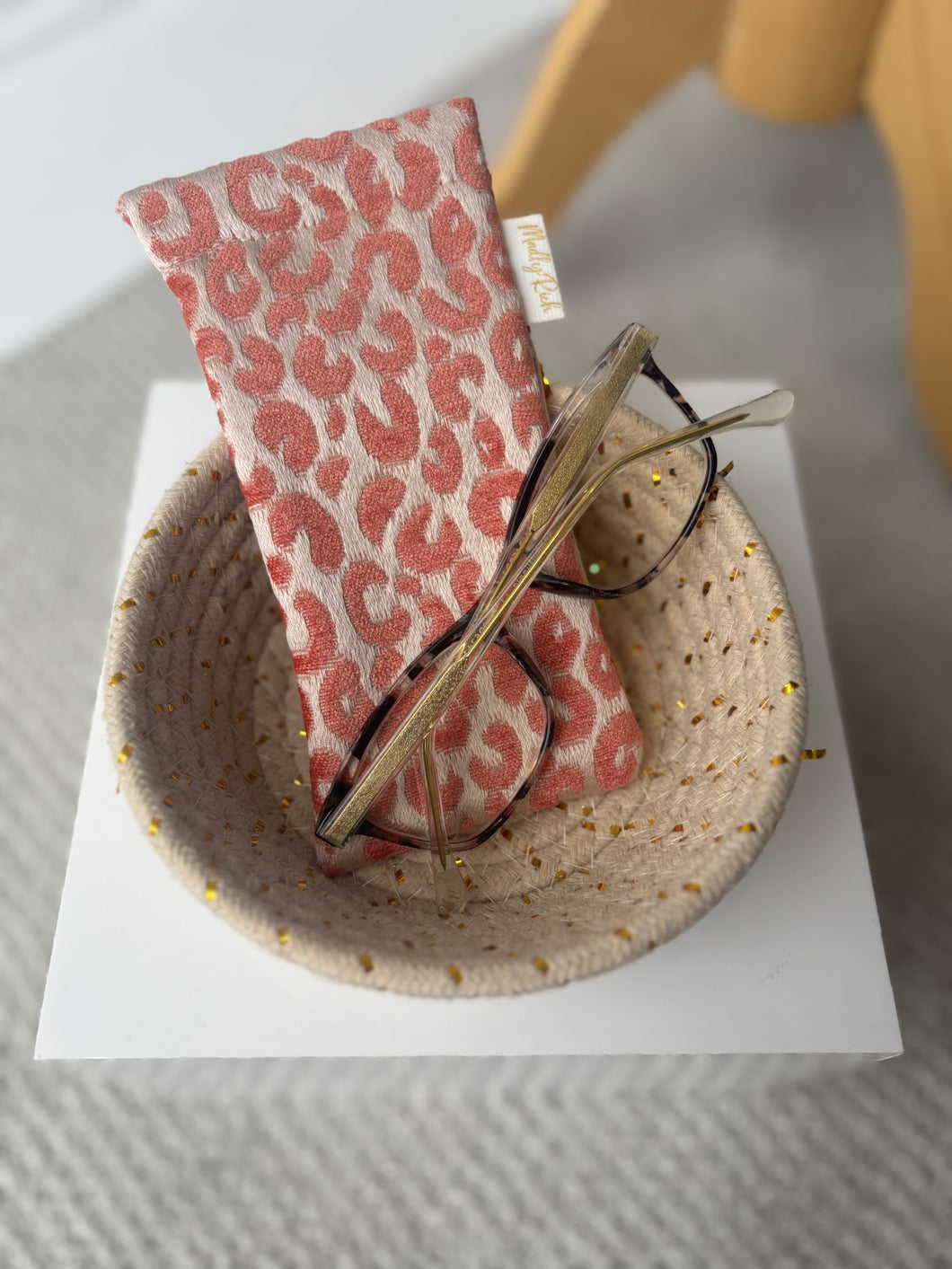 Madly Rich Eyeglass Case-Velvet Coral Leopard