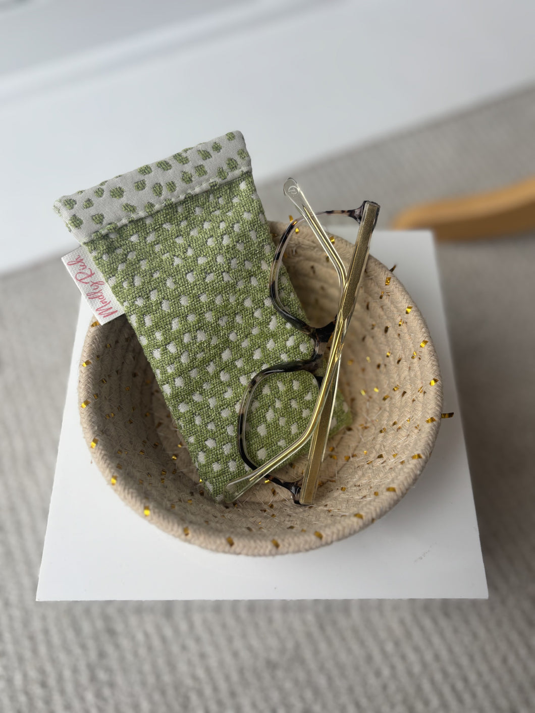 Madly Rich Eyeglass Case-Green Dot