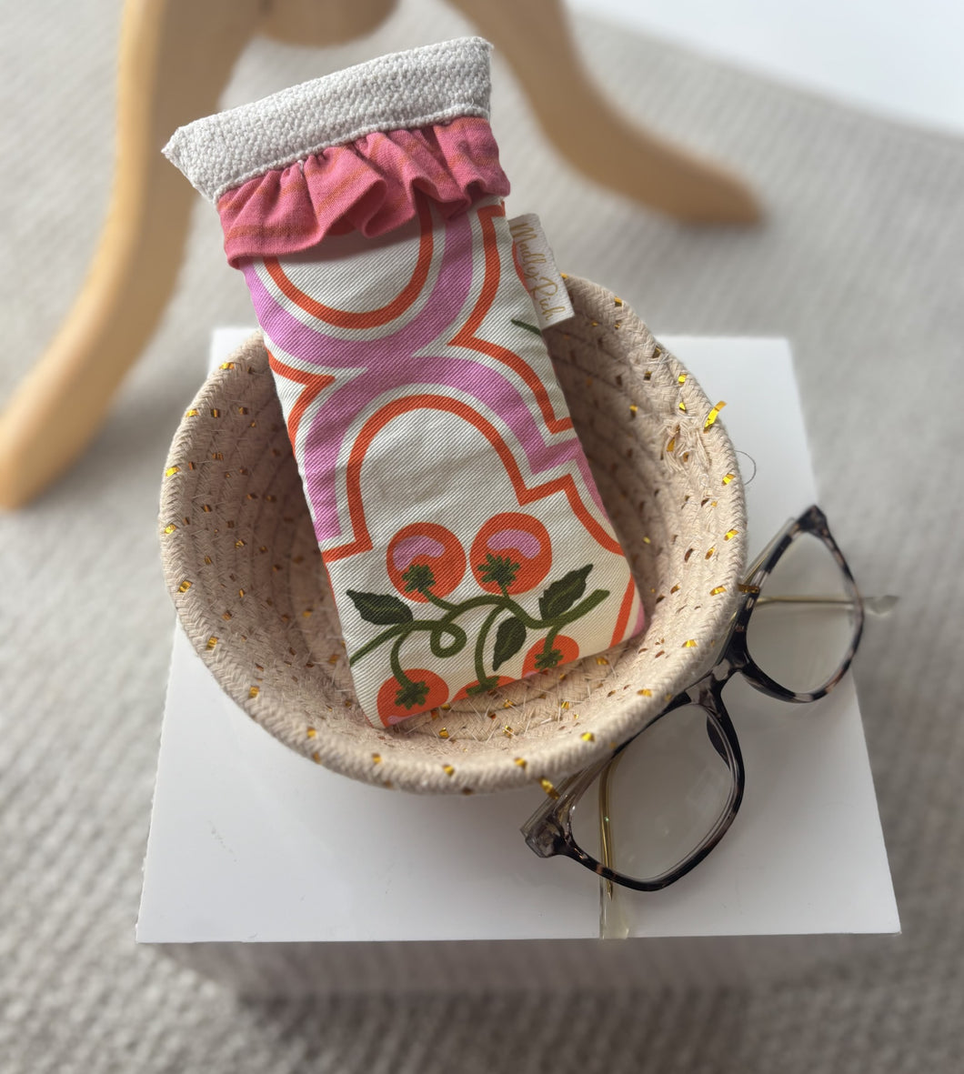 Madly Rich Eyeglass Case-Tomato Print