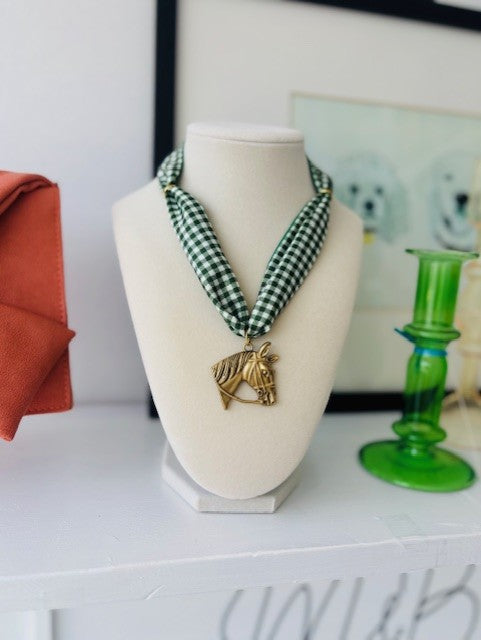Stallion Pride Scarf Necklace-Gingham