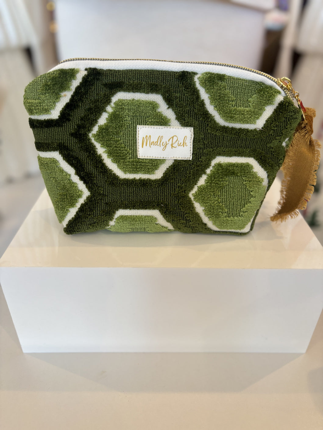 Madly RIch Small Bag-Olive Geo Velvet