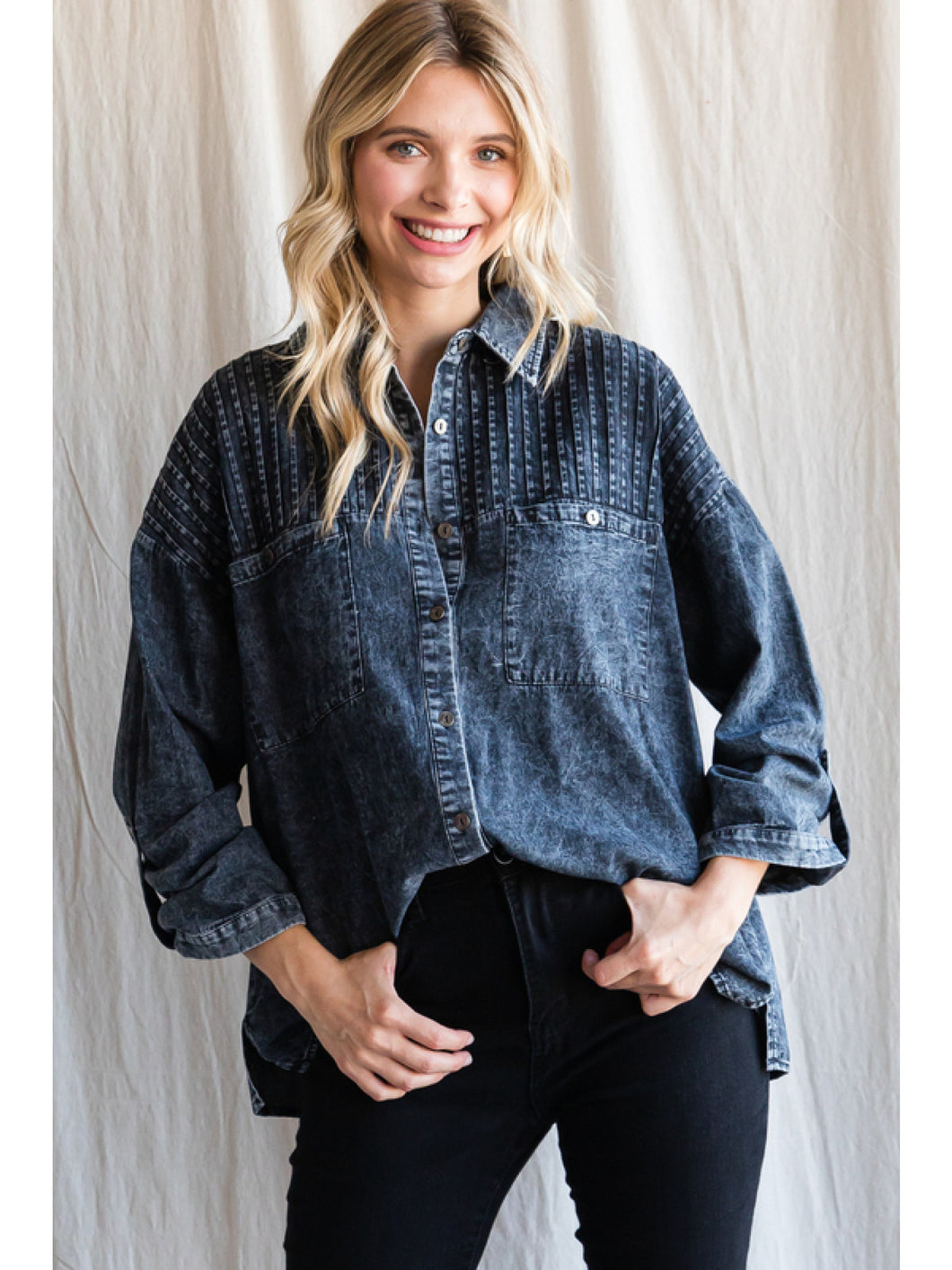 Button Up Top - Charcoal