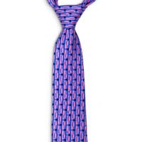 Bourbon Row Neck Tie - Navy + Pink