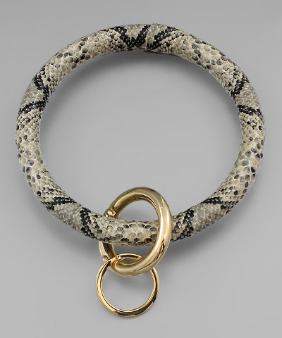 Snakeskin Key Ring - Ivory/Multi