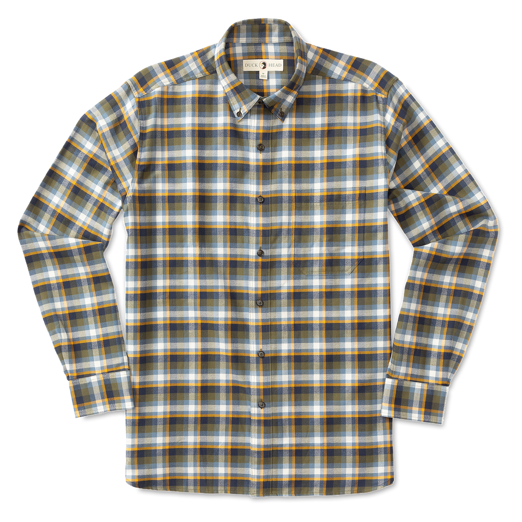 Duck Head Warhill Flannel Plaid Shirt - Navy