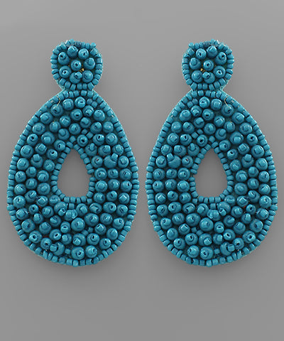 Beaded Teardrop Earrings - Turquoise