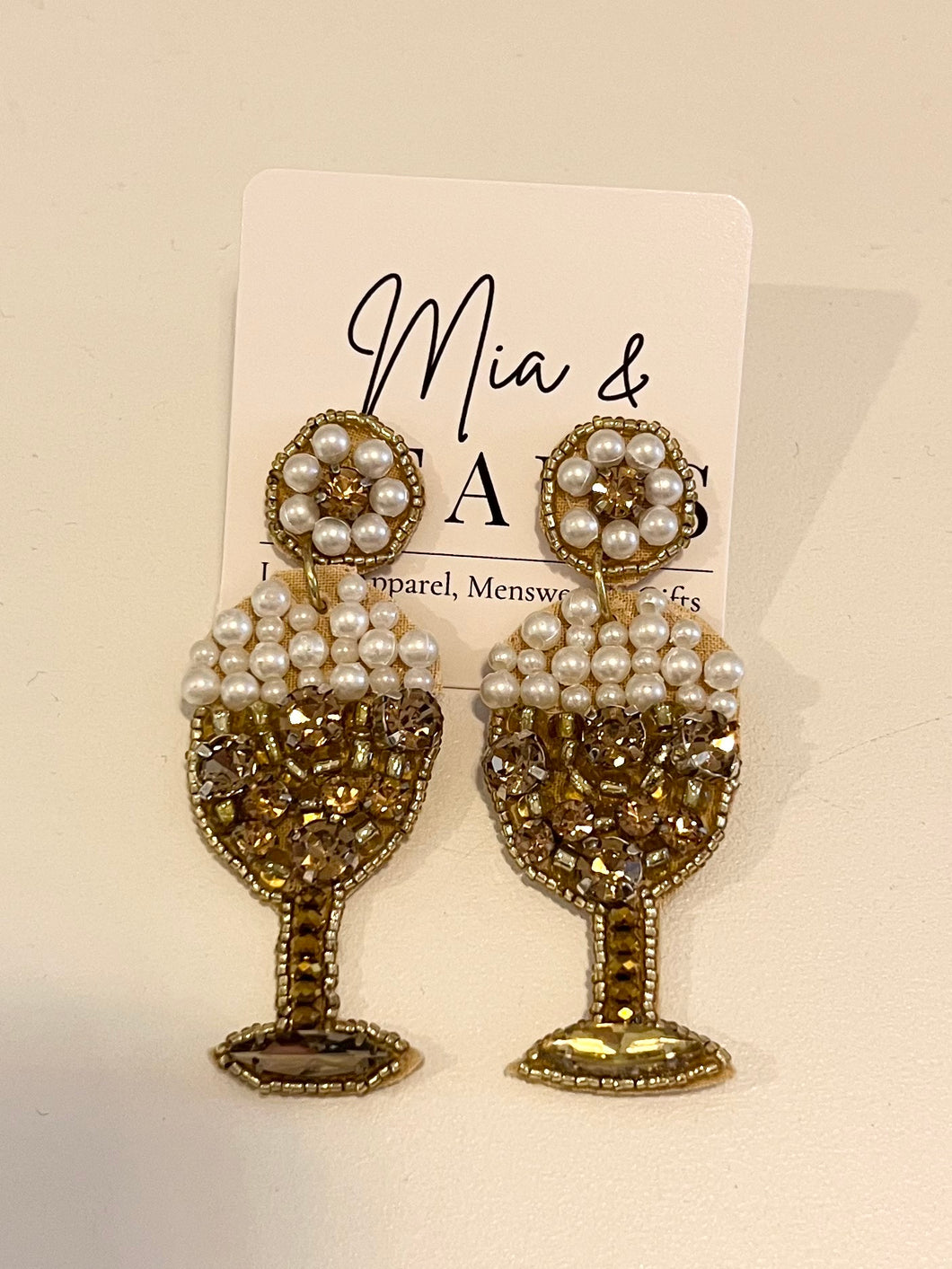 Beaded Cocktail Earrings - Pearl