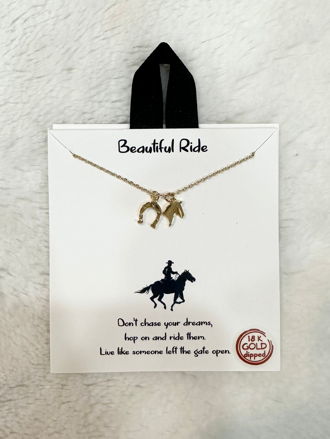 Beautiful Ride Necklace - Horse & Horseshoe