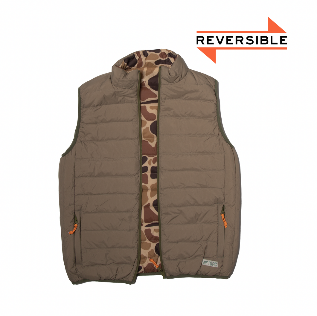 Southern Point Field Series Reversible Down Vest - Old School Camo/Olive