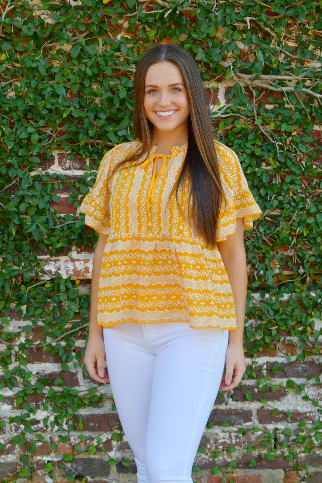 JoyJoy Ruffled Pleasant Blouse - Gold